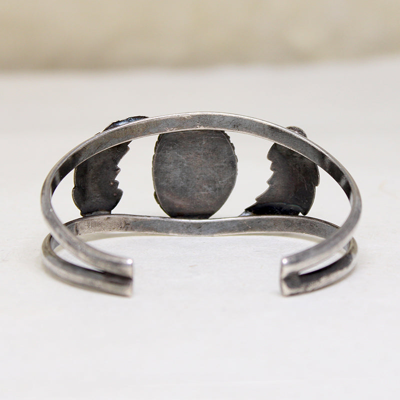 Handsome Sterling Cuff with Turquoise & Leaves