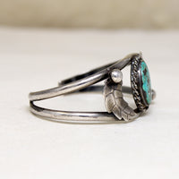 Handsome Sterling Cuff with Turquoise & Leaves
