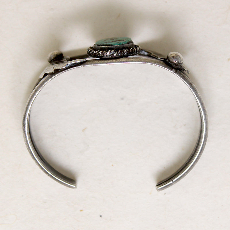 Handsome Sterling Cuff with Turquoise & Leaves