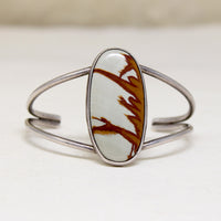 Dramatic White & Chestnut Jasper & Sterling Cuff