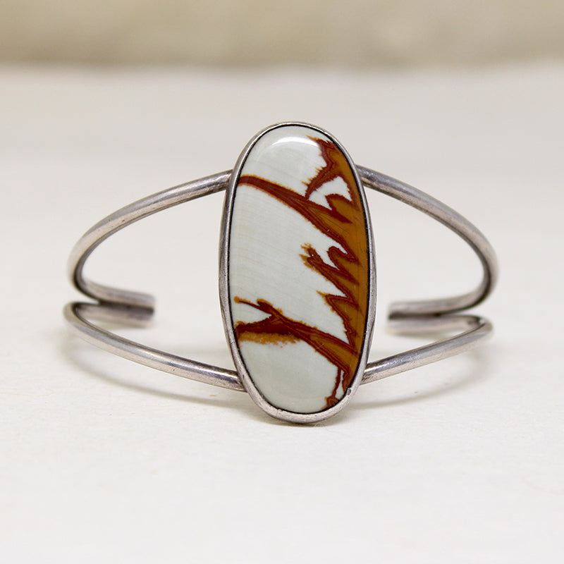 Dramatic White & Chestnut Jasper & Sterling Cuff