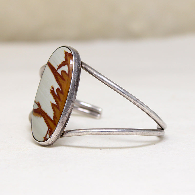 Dramatic White & Chestnut Jasper & Sterling Cuff