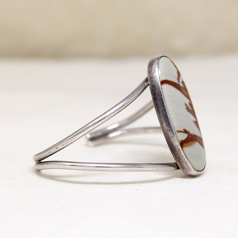 Dramatic White & Chestnut Jasper & Sterling Cuff