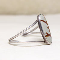 Dramatic White & Chestnut Jasper & Sterling Cuff