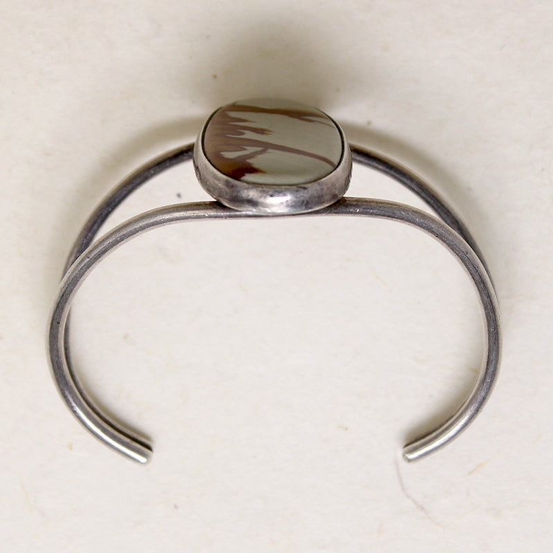 Dramatic White & Chestnut Jasper & Sterling Cuff