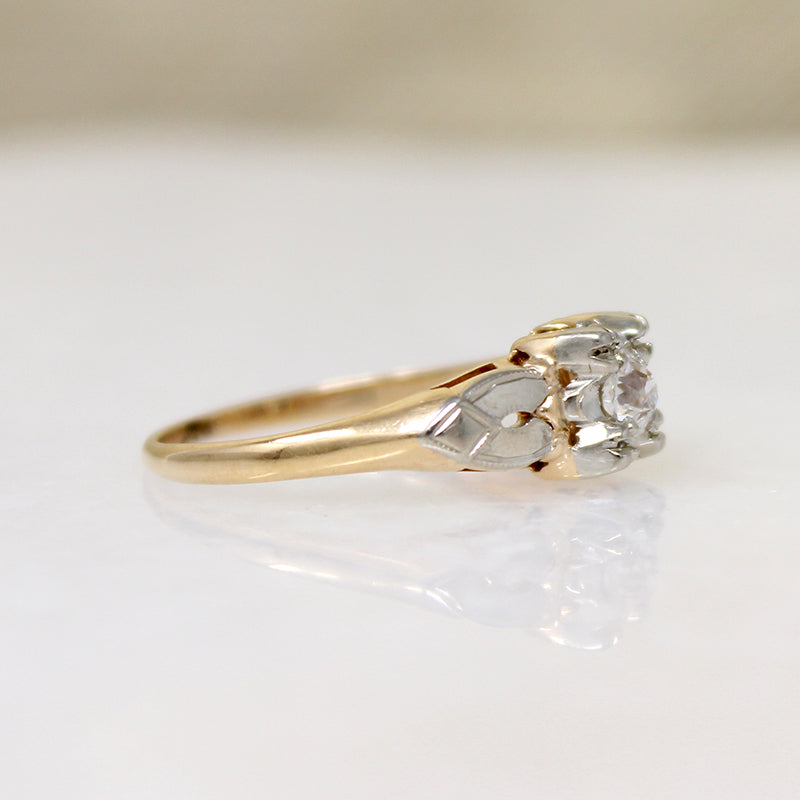 Charming Two-Tone Gold & Diamond Solitaire Ring