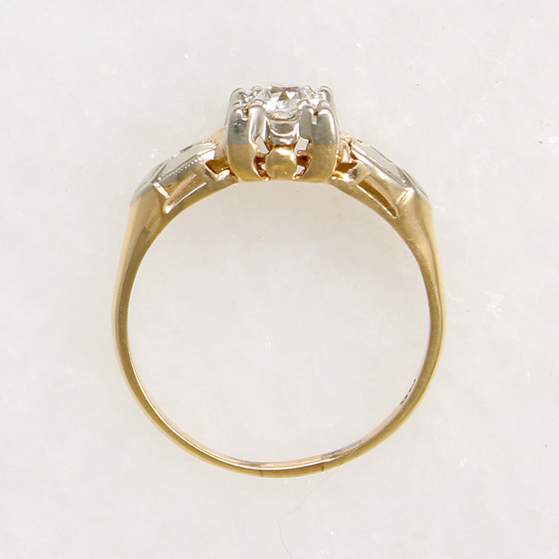 Charming Two-Tone Gold & Diamond Solitaire Ring