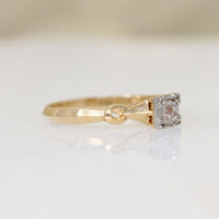 Geometric Retro Solitaire with Old Mine Cut Diamond