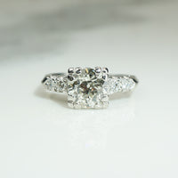 Classic 1940s Old Euro Diamond Platinum Engagement Ring