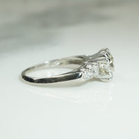 Classic 1940s Old Euro Diamond Platinum Engagement Ring