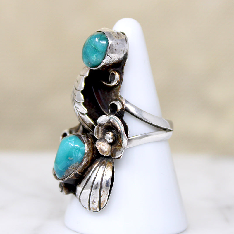 Dramatic Sterling & Turquoise Ring by Phil Chapo