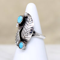 Sterling Silver Leaves & Turquoise Ring