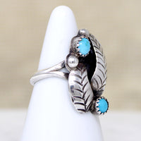 Sterling Silver Leaves & Turquoise Ring
