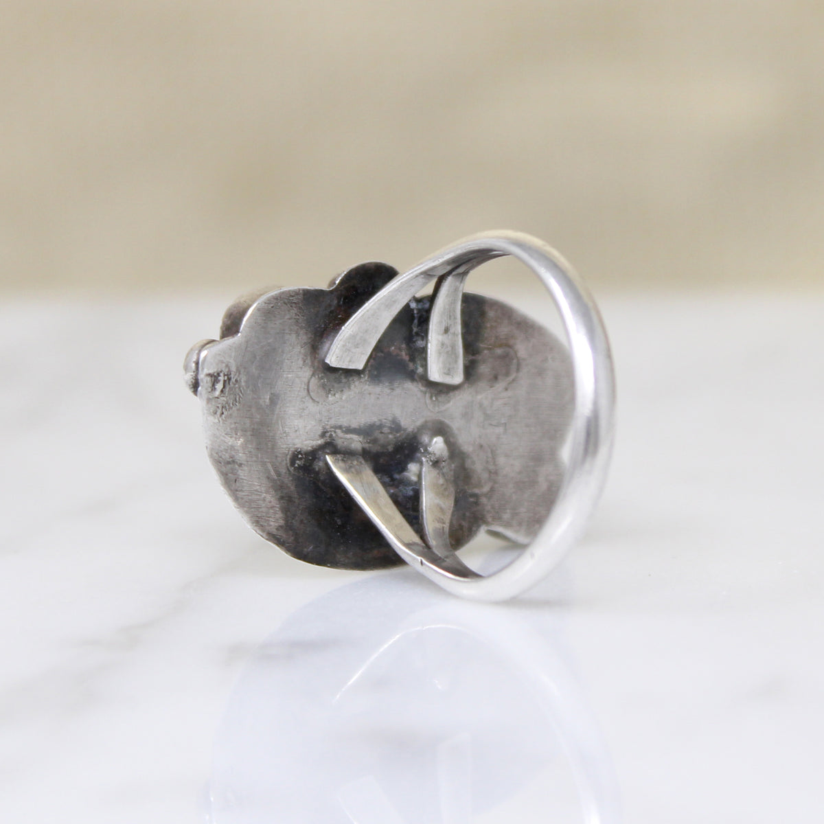Sterling Silver Leaves & Turquoise Ring