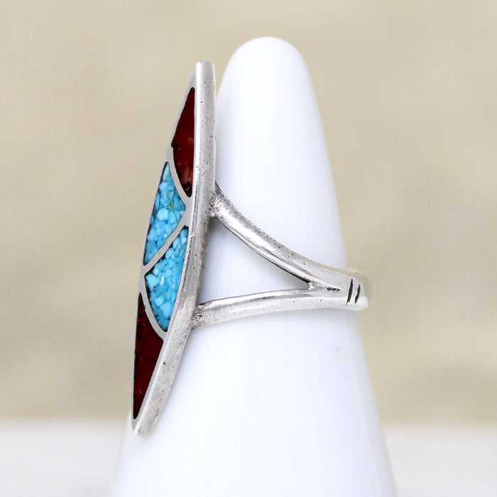 Wicked Coral & Turquoise Navette Ring