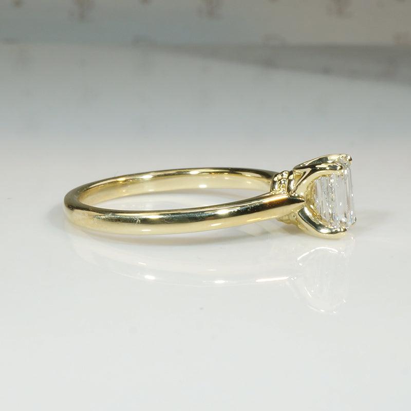 Lovely 18k Yellow Gold Emerald Cut Diamond Solitaire