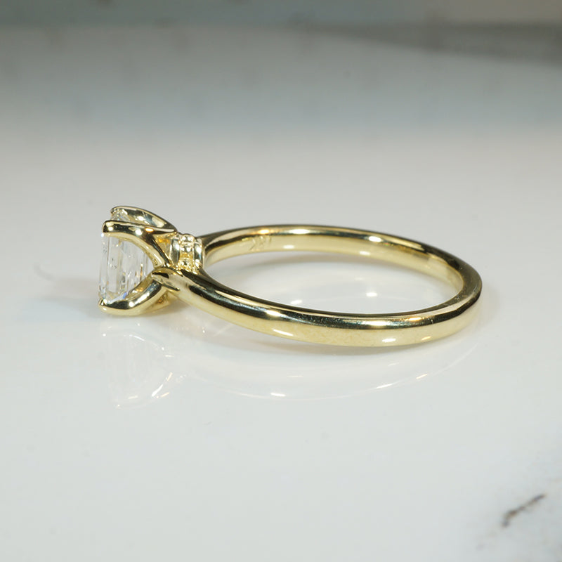 Lovely 18k Yellow Gold Emerald Cut Diamond Solitaire