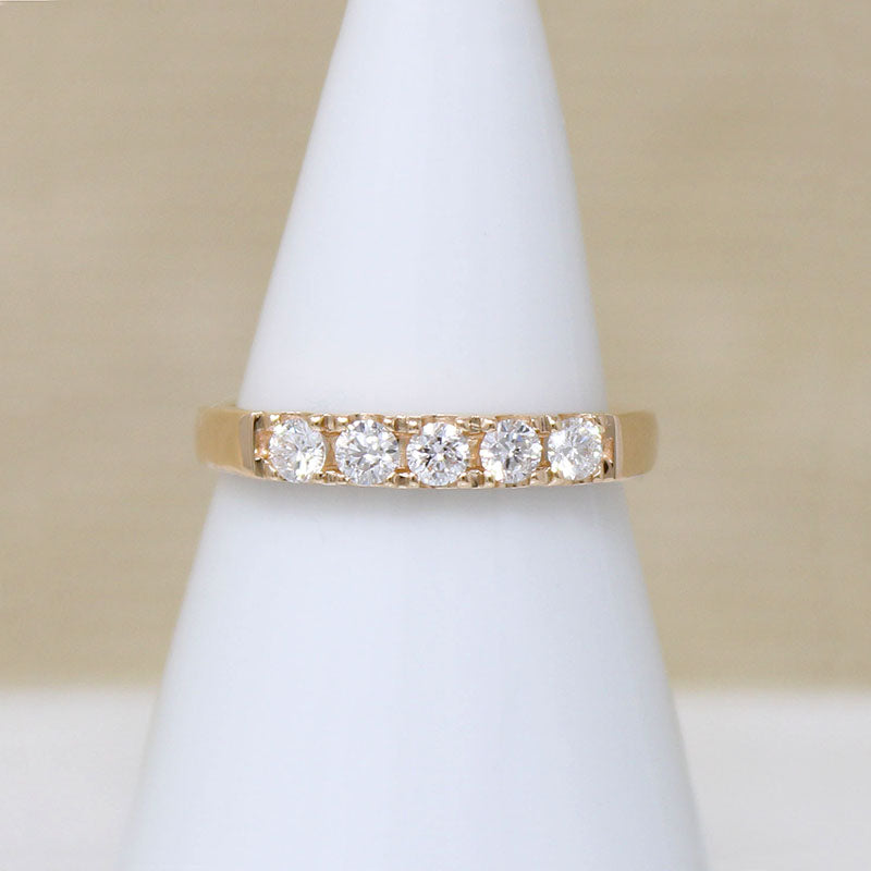 Elegant Five Diamond & Yellow Gold Band by 720