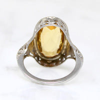 Glowing Citrine in Art Deco Filigree Ring