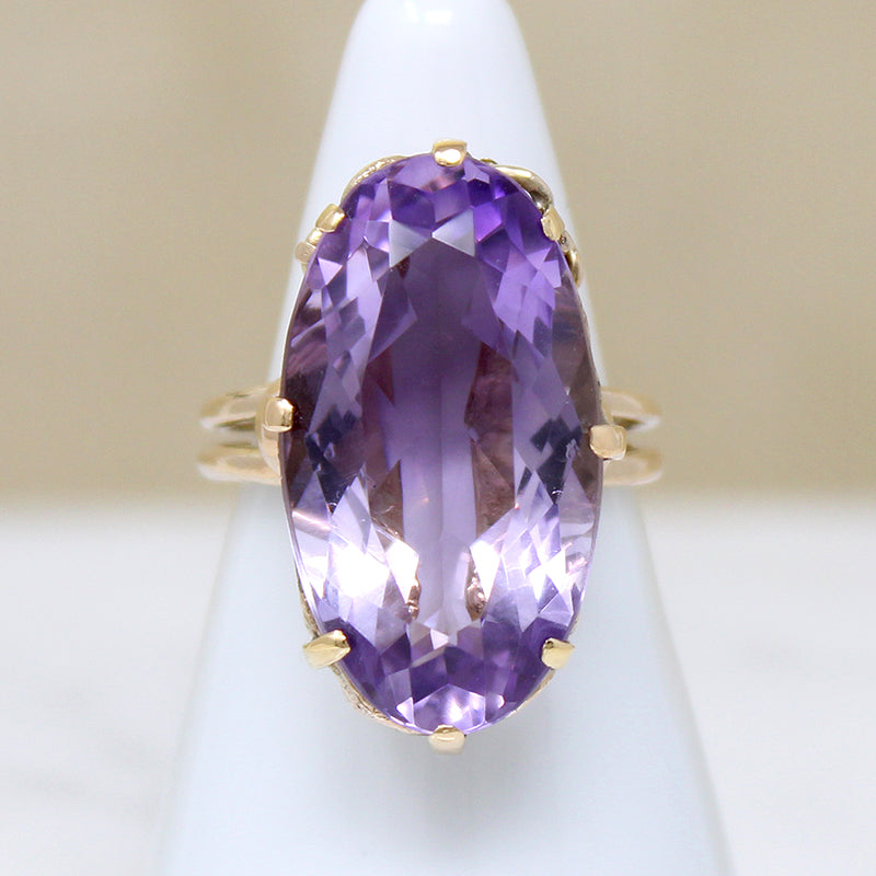 Regal Amethyst in Curlicued Gold Cocktail Ring