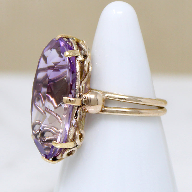 Regal Amethyst in Curlicued Gold Cocktail Ring