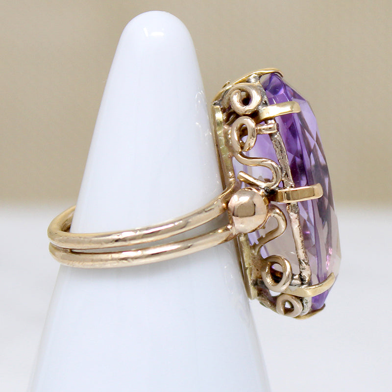 Regal Amethyst in Curlicued Gold Cocktail Ring