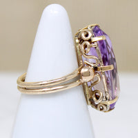Regal Amethyst in Curlicued Gold Cocktail Ring