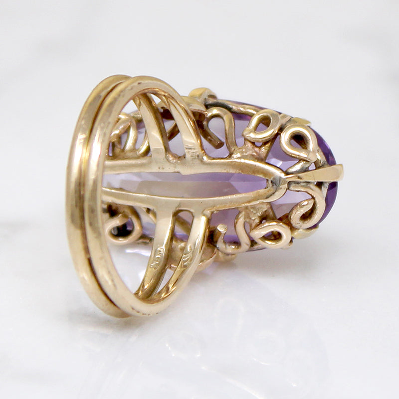 Regal Amethyst in Curlicued Gold Cocktail Ring