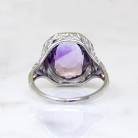 Fresh Bright Amethyst in Glittering Art Deco Filigree Ring