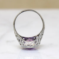 Fresh Bright Amethyst in Glittering Art Deco Filigree Ring