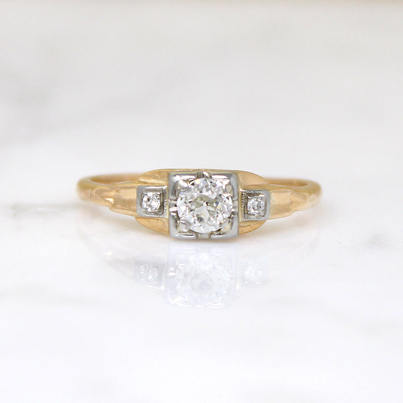 Two-Tone Art Deco Diamond Engagement Ring by Jabel