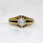 Heavily Engraved Two-Tone Art Deco Diamond Band