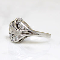 Jaunty White Gold & Diamond Leaf Ring