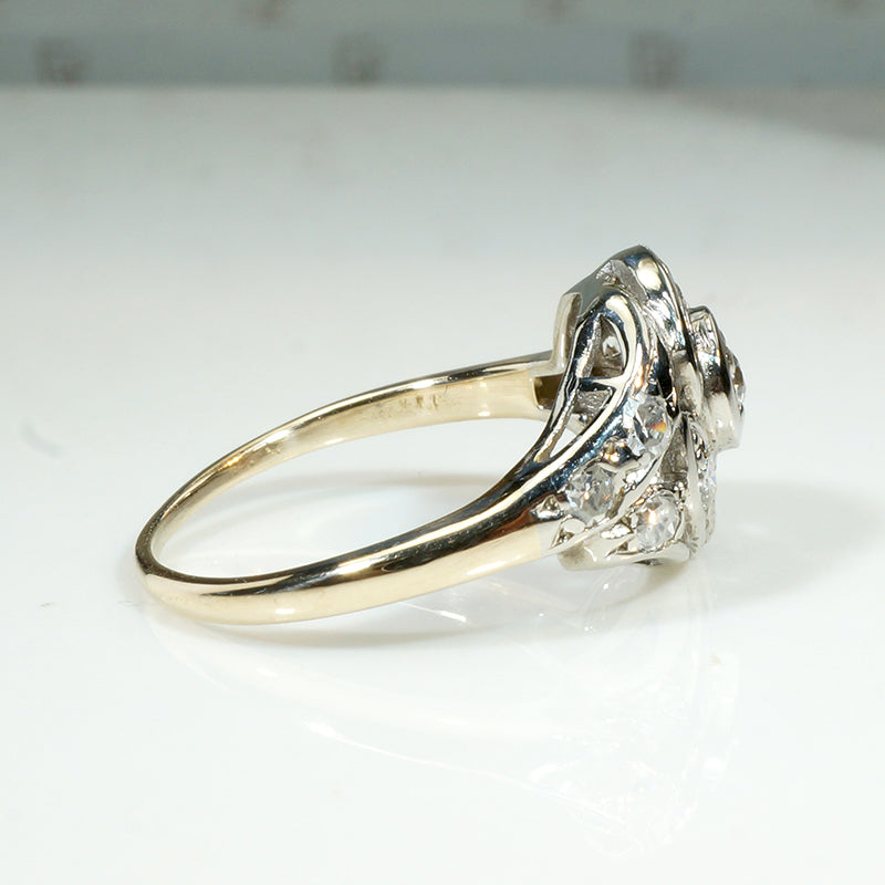 Jaunty Two-Tone Swirl Diamond Ring