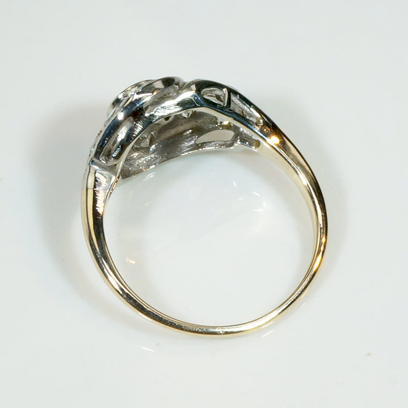 Jaunty Two-Tone Swirl Diamond Ring