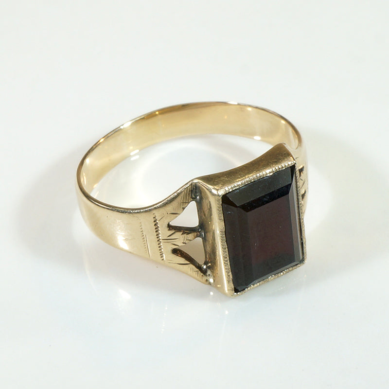 Antique Garnet in 12k Gold Signet-Style Ring