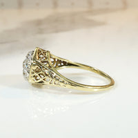 Diamond Cluster in Two-Tone Filigree Ring