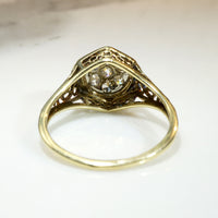 Diamond Cluster in Two-Tone Filigree Ring