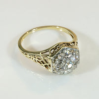 Diamond Cluster in Two-Tone Filigree Ring