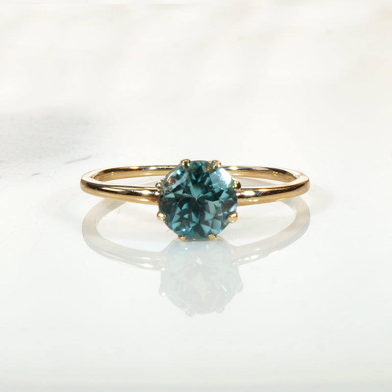 Exquisite Edwardian Blue Zircon Solitaire Ring