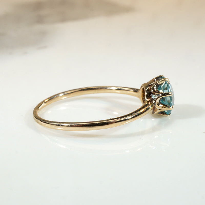 Exquisite Edwardian Blue Zircon Solitaire Ring
