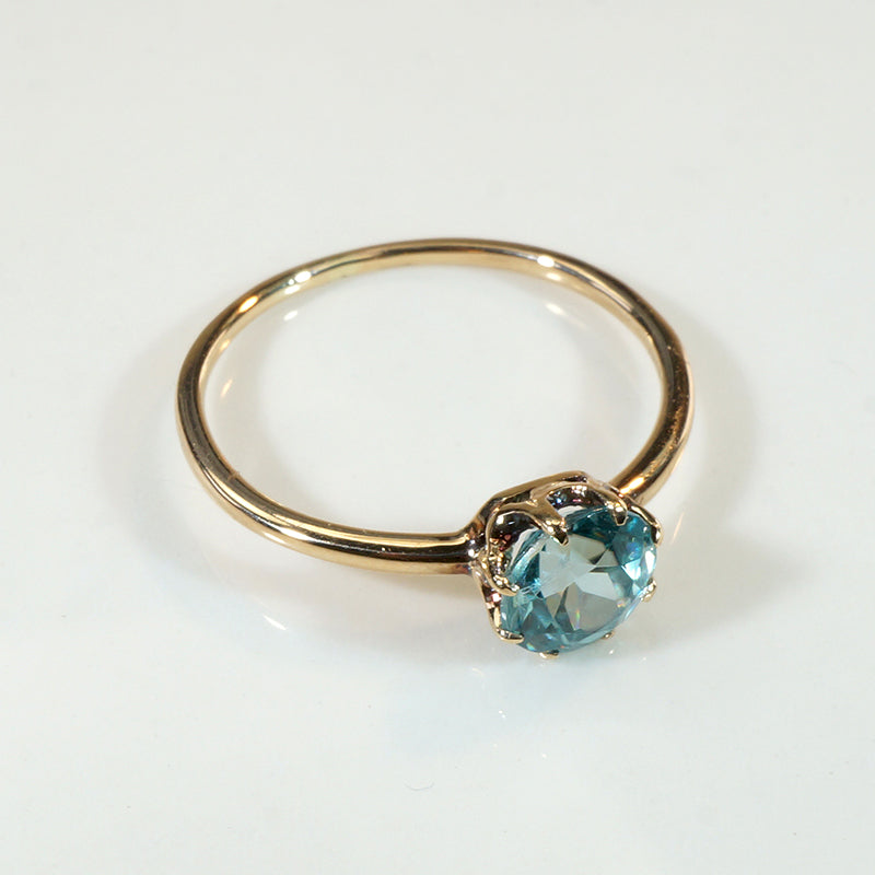 Exquisite Edwardian Blue Zircon Solitaire Ring