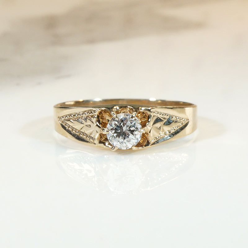 Tasteful Victorian Diamond Solitaire with Engraving