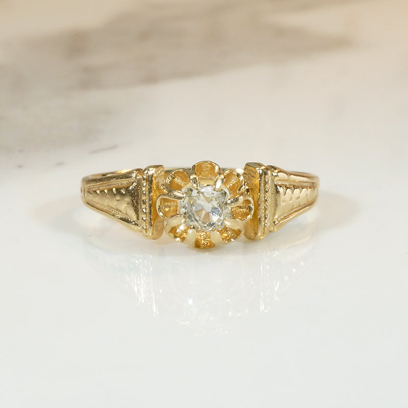 Eccentric Old Mine Cut Diamond Engagement Ring