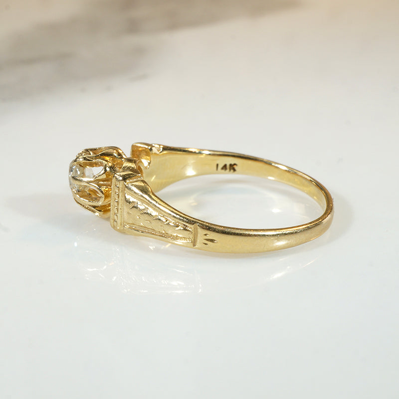 Eccentric Old Mine Cut Diamond Engagement Ring