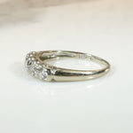 Softly Curved Five Diamond & White Gold Band