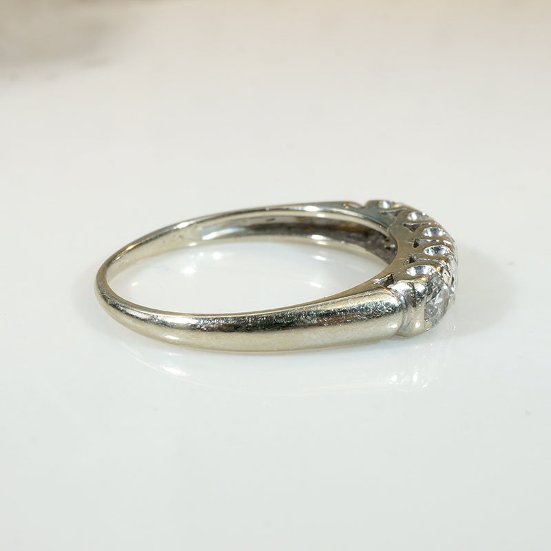 Softly Curved Five Diamond & White Gold Band