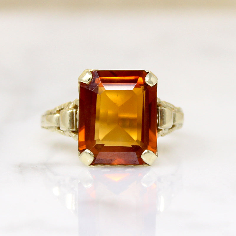 Charming Citrine Ring with Buckle Motif