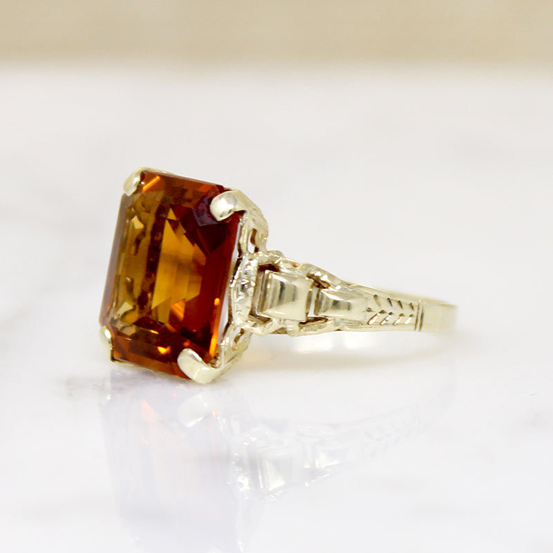 Charming Citrine Ring with Buckle Motif