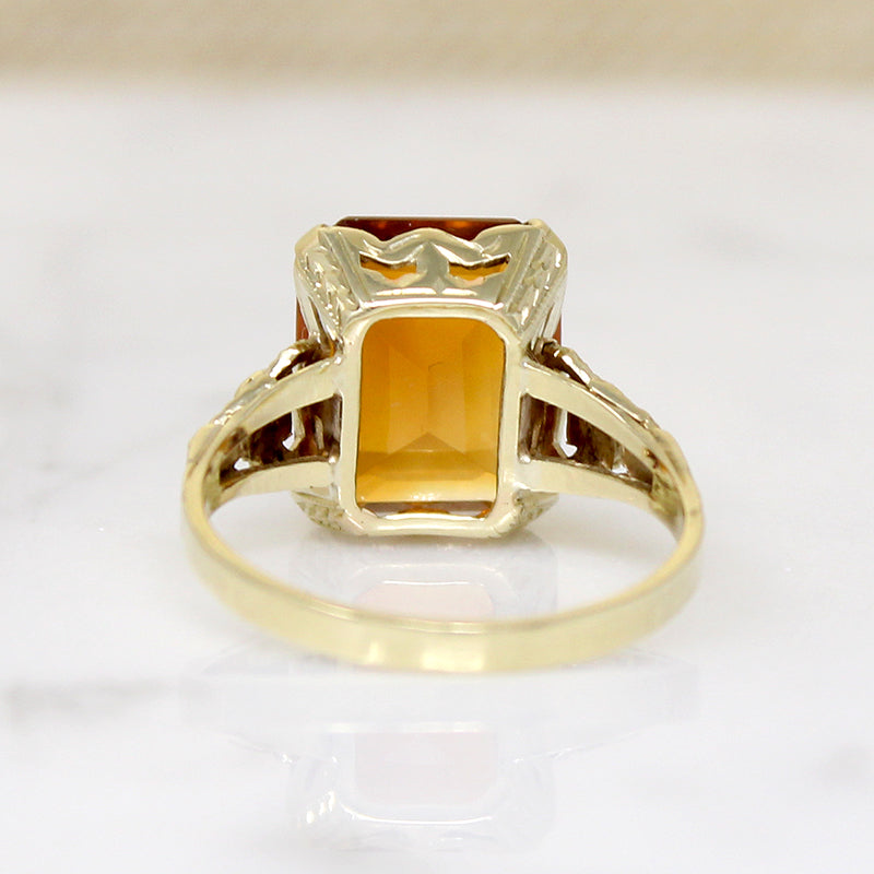 Charming Citrine Ring with Buckle Motif